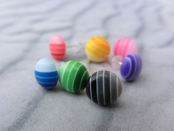 Ohrstecker rund Kreis Streifen Regenbogen bunt